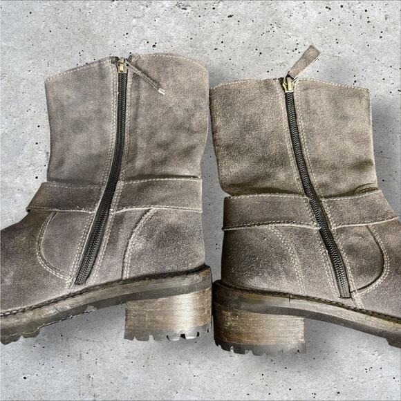 ROAN by Bed Stu Emerson Grey Suede Rust 7.5M Moto Motorcycle Soft - Picture 7 of 13